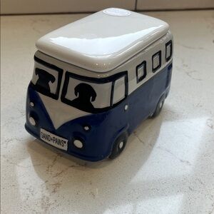 Sand + Paws Ceramic Van Candle Holder - Blue and White